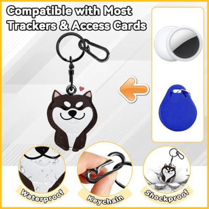 Leather Keychain Holder Case for AirTag, Cute Protective Cover for Apple Airtag KeyChain, GPS Tracker Item Finder