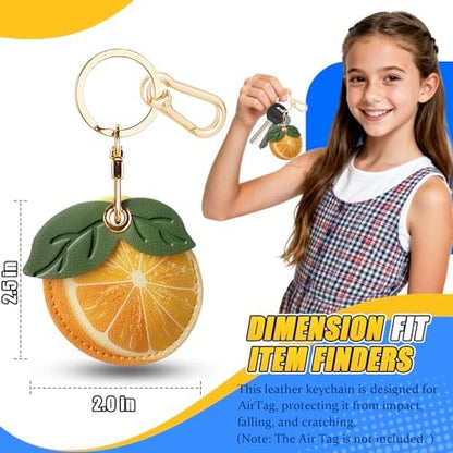Leather Keychain Holder Case for AirTag, Cute Protective Cover for Apple Airtag KeyChain, GPS Tracker Item Finder
