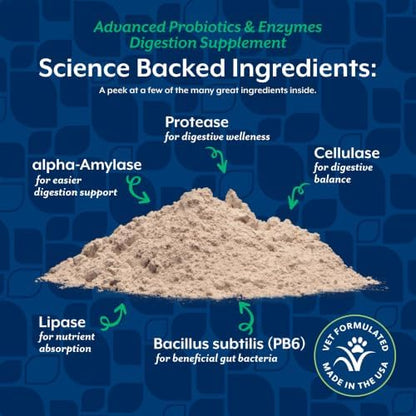 NaturVet Advanced Probiotics & Enzymes Supplement for Dogs & Cats - 1 lb