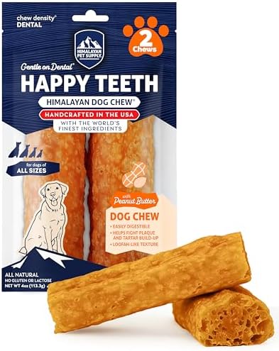 Himalayan Dog Chew Happy Teeth Cheese Crunchy Chew, Peanut Butter 2 Count