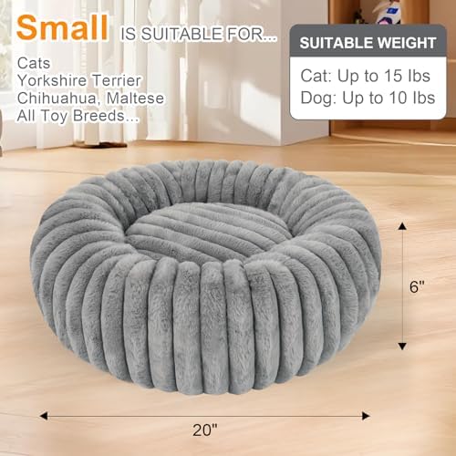 Washable Small Cat Dog Bed,Puppy Bed Cat Beds for Indoor Cats(Grey,S)