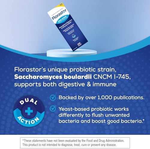 Florastor Probiotic for Digestive and Immune Health, 100 Capsules