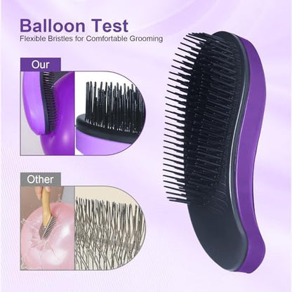 Small Dog Brush, Skin-friendly Soft Bristles (Dark Purple)