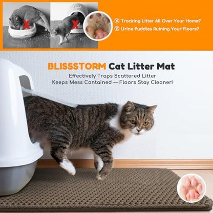 Cat Litter Mat 24"x16",Double Layer EVA Litterbox Mat Brown