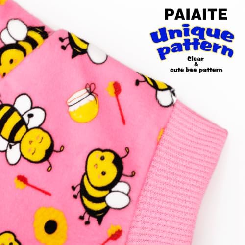 Paiaite Dog Pajamas Onesie: Comfortable Four-Legged Apparel for Small, Medium, & Large Dogs, Polyester Material for Comfort, Wrinkle Resistance, Moisture Wicking, Stretchiness Cute Bee Pink S
