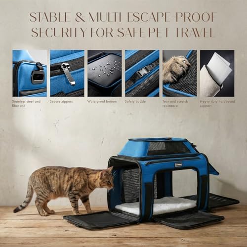 Top-Expandable Pet Carrier with Treat Pet Window,18x11x11 Airline Approved