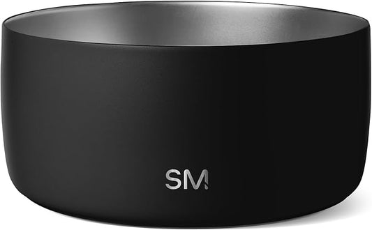 Simple Modern Stainless Steel Pet Water Bowl for Dogs & Cats | Insulated Stainless Steel Food Bowls for Dog Cat | No Tip No Slip BPA Free | Bentley Collection | Large (8 Cups) | Midnight Black