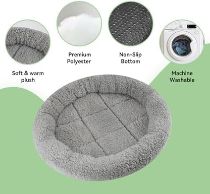 LESYPET Cat Bed for Indoor Cats, Small Pet Bed Curl Sleep Cushion with Raised Pillow Around, Non-Slip Bottom Washable Pet Beds Mat for Small Pets Rabbit Hamsters, Round Diameter 11.8"