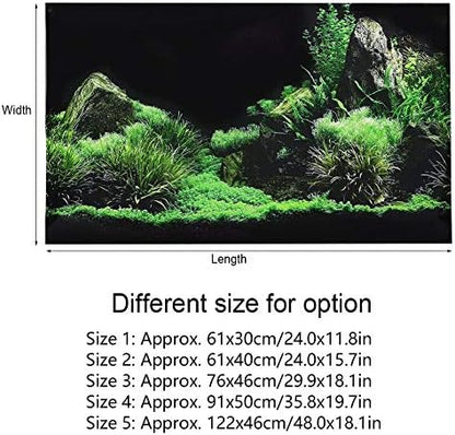 Aquarium Poster, Seafloor Water Grass Decor Background Decoration 3D PVC Self Adhesive Fish Wallpaper Sticker for Aquarium Fish Decoration(24.0 x 11.8in)