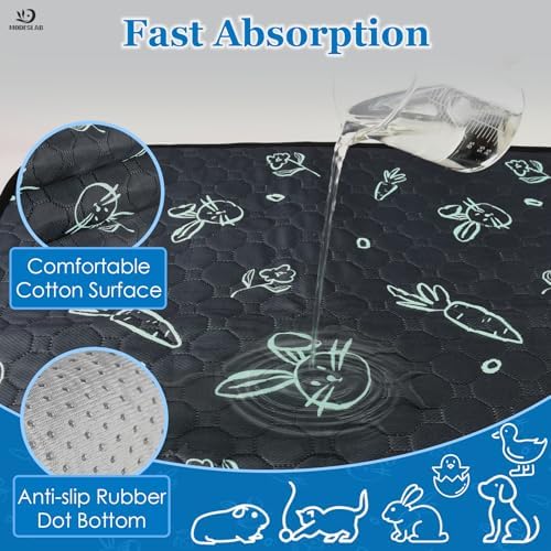 2-Pack Guinea Pig Cage Liner Washable, 16in x 30in Ultra-Absorbent Guinea Pig Bedding for Cage Non-Slip Leak-Proof Pee Pads for Dogs Rabbit Bunny Cat Litter Mat, Navy