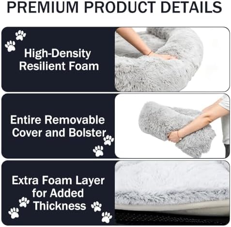 Calming Dog Bed for Couch, Thickened Plush Dog Mat with Raised Bolster