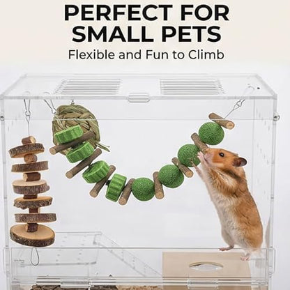 5pcs Hanging Rabbit Chew Toys Hay Ball Apple Stick Wood Pet Snack