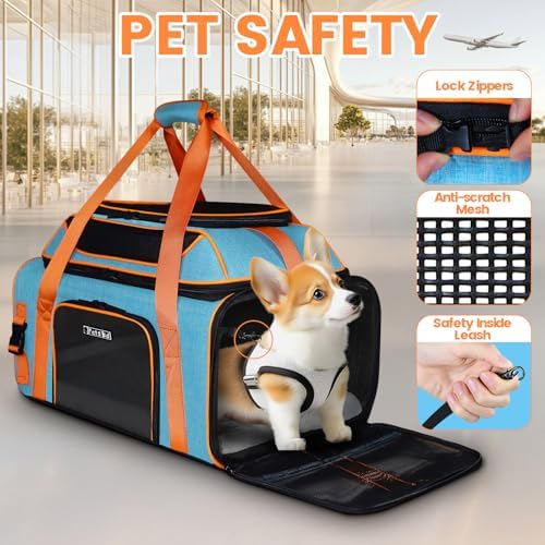 Petskd Top and Side Expandable Pet Carrier Airline Approved, Blue
