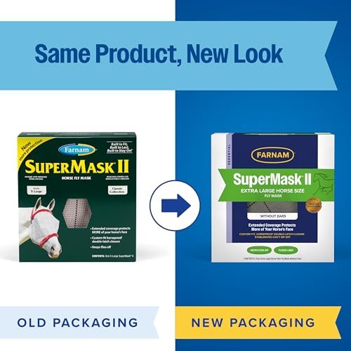 Farnam SuperMask II Horse Fly Mask Without Ears, XL Size, Color May Vary