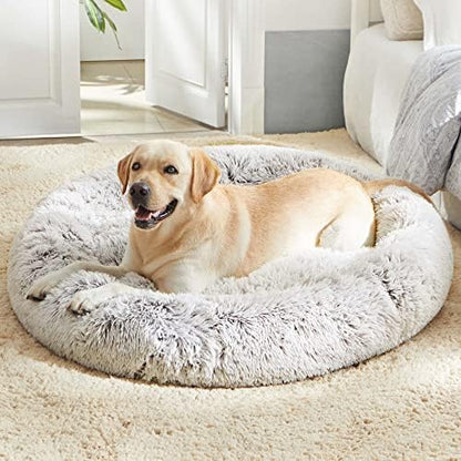 Western Home Calming Donut Large Dog Bed Pet Bed,36" White Khaki