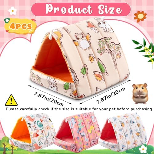 Cinnvoice Guinea Pig Hideout Bed Washable House Cage, Cartoon, 7.9 in