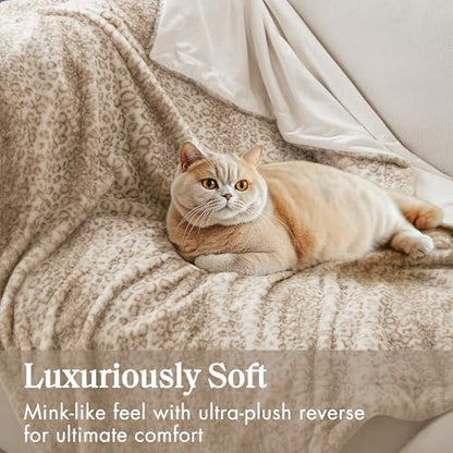 Madison Park Zuri Faux Fur Reversible Throw Blanket, 50 x 60 in, Leopard