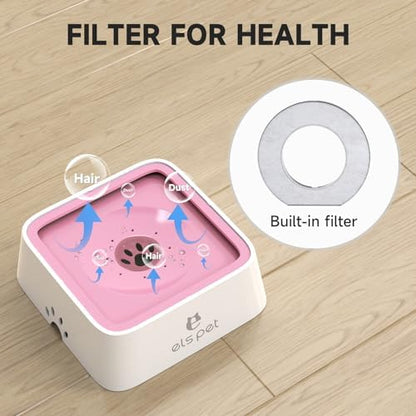 ELS PET Water Bowl for Cats & Dogs 2L, No Spill Slobber Stopper, Slow Drink
