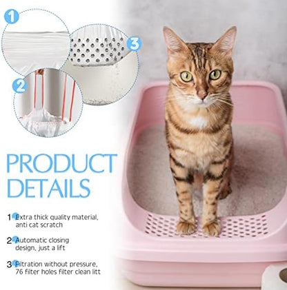 Jutom 84 Count Sifting Litter Box Liners, Cat Box Liners with Holes