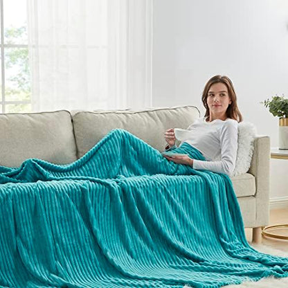 Nestl Blue Throw Blanket for Couch - Cozy Warm Fuzzy Blankets for Women, Plush Small Fleece Throws for Girls - Teal Blue, 50 x 60 Inches