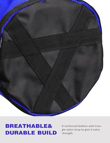 Harrison Howard Horse Muzzle Feed Bag Nylon Mesh Grain Feed Bag with Padded Neck Strap Adjustable Belt Dark Blue Medium