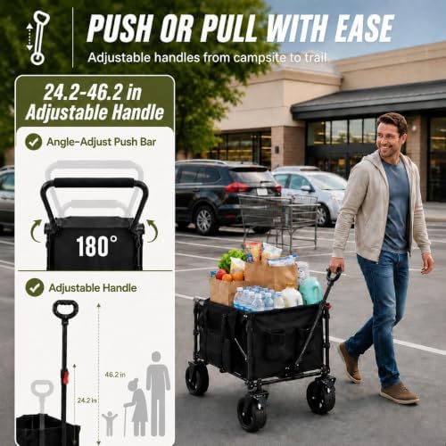 Foldable Dog Wagon for Medium & Large Dogs with Drop-Down Tailgate