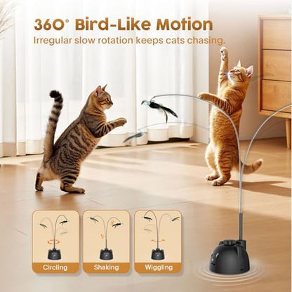 Interactive Cat Toys for Indoor Cats, 360° Automatic Spin Flying Bird Wand