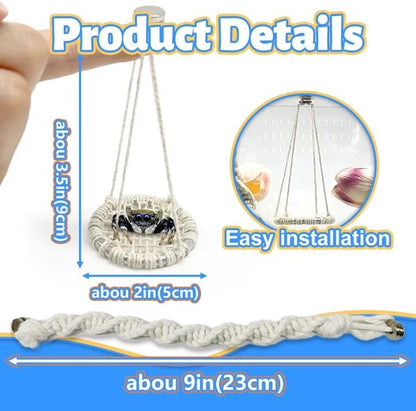 2 Pack Jumping Spider Rope Bridge Swings, Natural Cotton Rope Handmade Magnetic Mounting Jumping Spider Accessories for Medium Jumping Spider Enclosure