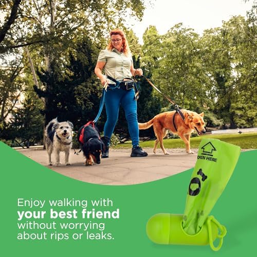 Jack & Milo Dog Waste Bags Environmentally Friendly - Reusable Bag Container - Leak Proof Dog Poop Bag - Extra Thick and Sturdy - 8 Rolls x 15 Bags
