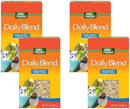 Wild Harvest Daily Blend for Parakeet, Canary, Finch & Small Birds, 2 Pounds (Pack of 4)