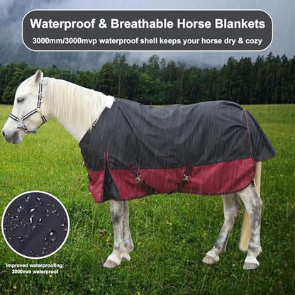 1200D Horse Blanket, 200g Medium Weight Waterproof Winter Turnout