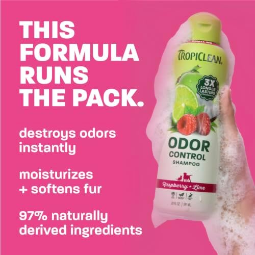 TropiClean Deodorizing Dog Shampoo, Raspberry Lime Scent, 20oz
