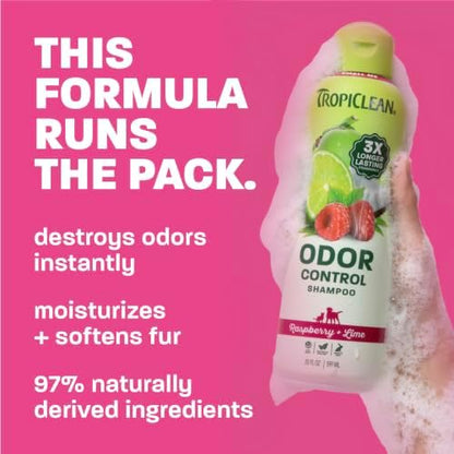 TropiClean Deodorizing Dog Shampoo, Raspberry Lime Scent, 20oz
