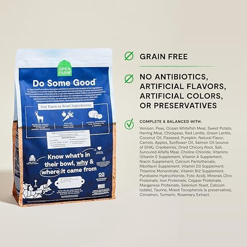 Open Farm Grain Free Dry Dog Food, New Zealand Venison Kibble, 4lb Bag