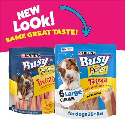 Purina Busy with Beggin Twisted Large Dog Treats, 6 ct Pouch