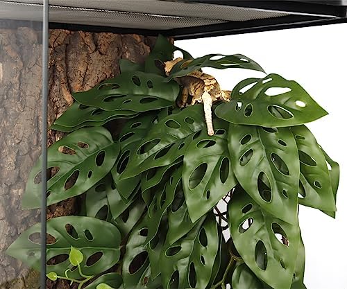 2Pack Fake Monstera Adansonii, Terrarium Plants with Suction Cups