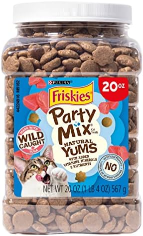 Friskies Purina Party Mix Natural YUMS Tuna Cat Treats, 20 oz Canister