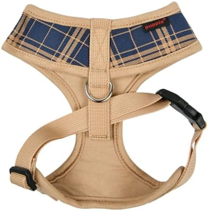 Puppia Corwin Dog Harness A (Over-The-Head) Fashionable Checkered Pattern Spring Summer Harness for Small and Medium Dogs, Navy, Small