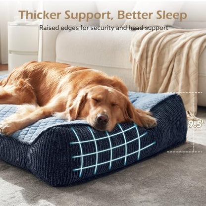 JOEJOY XL Orthopedic Dog Bed for Large Dogs - Extra Thick Foam Pet Bed Sofa with Bolster Sides, Large Sized Dog Couch Bed with Removable Washable Cover, Non-Slip Bottom, Blue (45"x32")