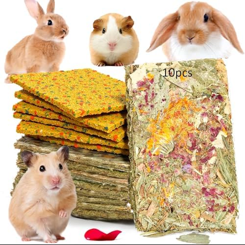 Rabbit Chew Toys 10pcs 2 in 1 Timothy Hay Treats Guinea Pig Snacks