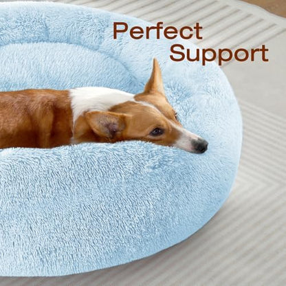 JOLLYVOGUE Dog Bed, Calming Anti-Anxiety Large Dog Bed, Fluffy Donut Cushion for Medium and Large Pets (27")