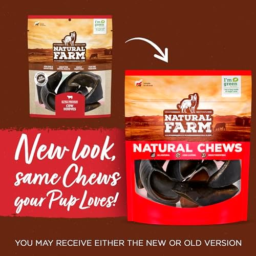 Natural Farm Peanut Butter Flavor Filled Cow Hooves for Dogs (4-Pack), Long-Lasting Natural Beef Bone Treats, Best for Small, Medium & Large Dogs