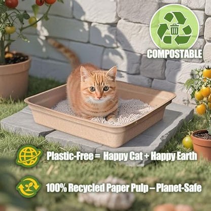 Disposable Litter Box for Cats Large: 2/4/6/8-Pack 17.5X 13.5in Leak-Proof