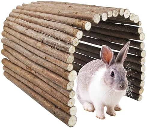 Wooden Bridge for Rabbits, Extra Large Wooden Hamster Bridge Ladder Bunny Climbing Chew Toy Small Animal Flexible Hideout Ramp Divider Tunnel for Guinea Pig Chinchilla Rabbit Ferret Hedgehog