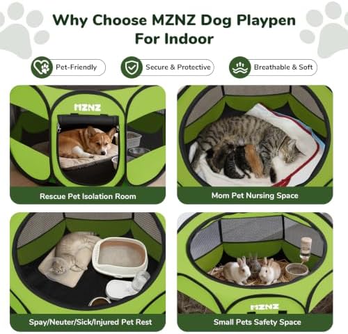 Dog Cat Small Animal Puppy Playpen Crate, Medium, Whole Green