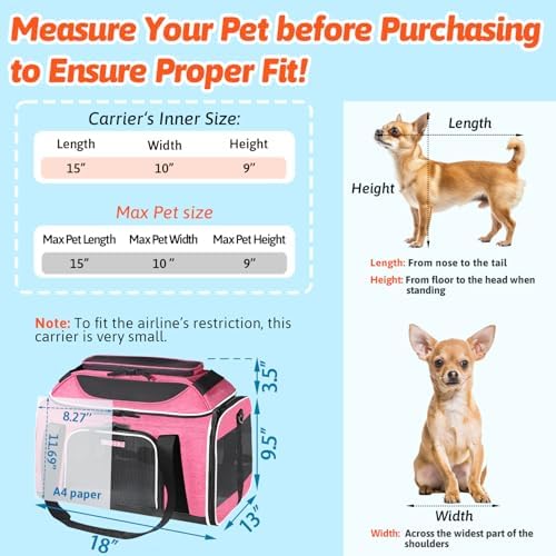 Petskd Top-Expandable Small Pet Carrier 18"x13"x9.5" Airline Approved