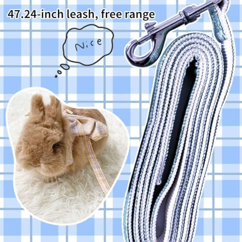 Rabbit Harness and Leash - Adjustable Bunny Harness Escape Proof for Walking Runnig Hiking Camping Outdoor,Cute Small Animal Harness Leash Set (Yellow,Small)