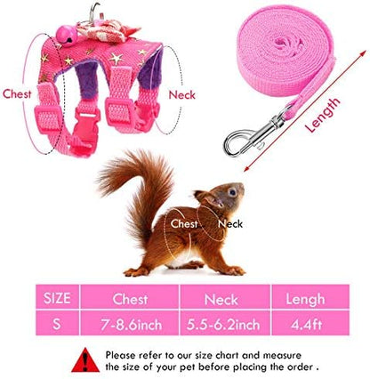SATINIOR 2 Pieces Small Hamster Harness and Leash Set,S,Black, Pink