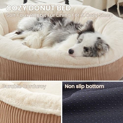 45 inches Calming Donut Dog Bed for Extra Large Dogs,Brown