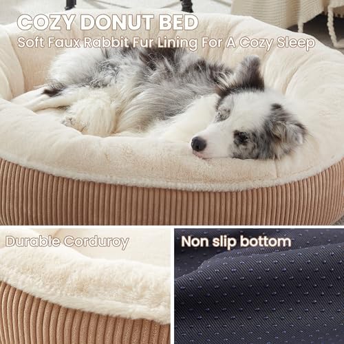 45 inches Calming Donut Dog Bed for Extra Large Dogs,Brown